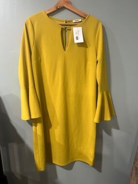 First Love Yellow Bell-Sleeve Shift Dress